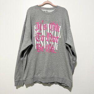 Beautiful Disaster Womens Crewneck Sweatshirt C2X Gray Lounge Cozy Weekend Comfy